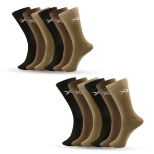 XJARVIS® Texas Army Men's Solid Calf Crew Combed Full Length Cotton Formal Socks, Odour Free & Breathable, Free Size - Ideal for Home, Office Wear, Pack of 3,6,9,12 (Army)