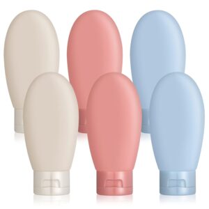 DesertCreations Plastic Travel Bottles Set, 6 Pcs Leak Proof Refillable Squeezable Containers Set,Liquid Travel Accessories For Toiletry,Shampoo,Soap,Body Wash (60Ml)