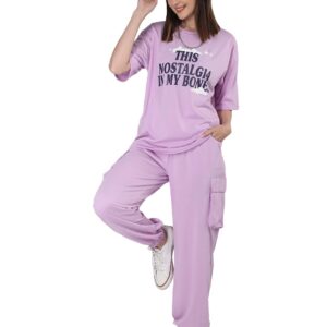 CHKOKKO Casual Printed Summer Wear Co ords Half Sleeves Round Neck Stylish Latest Track Suit Travelling Western Cord Set Pant and Top Set For Women