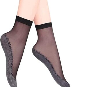 ayushicreationa Women Nylon Cool Socks,Girl's Transparent Nylon Sheer Pop Hosiery Socks Ankle Length Summer Skin Socks, Transparent Fashion Cotton Socks for Women and Girls - 2 pair.
