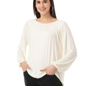 FYLTR Women's Oversized Top with Flare Sleeves & Boat Neck | Tops for Women | Tops for Women Western