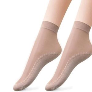 MYYNTI transparent fashion Socks Silky Anti-Slip Cotton Sole Sheer Ankle High Tights Hosiery Socks for Women and Girls (Set of 2Pair)