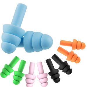 Reusable Silicone Earplugs, 5 Pairs of Noise Reduction Ear Plugs, Suitable for Sleeping, Swimming, Snoring, Concerts, Airplanes, Travel,work