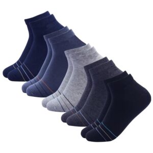 KALKA HOSIERY Men’s Cotton Ankle Length Socks – Soft, Breathable, Anti-Odor Socks for Office, Everyday (Multicolor, Pack of 5, Free Size)