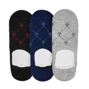 Calbro Cotton Knitted Anchor Pattern Socks for Men and Women no Show Loafer Socks with Anti Slip - Pack of 3, Free Size