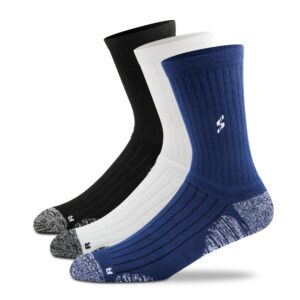 Supersox 3 Pairs Unisex Original Hiking Calf Socks - Moisture Wicking Breathable Cushion Cotton - Winter Performance & Stylish Comfort, Multicolor Pack of 3