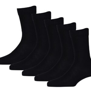 RC. ROYAL CLASS Boys & Girls Calf Length Black Solid Cotton Casual/Formal Socks (Pack of 5 Pairs)