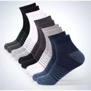 KALKA HOSIERY Men’s Cotton Ankle Length Socks – Soft, Breathable, Anti-Odor Socks for Office, Daily Use (Multicolor, Pack of 5, Free Size)