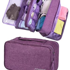 Seagull flight of fashion 3 Layer Lingerie Organizer Bag, Travel Pouch For Storage Of Bra, Underwear, Innerwear, Cosmetics, Toiletry For Women - 28 X 15 X 13 Cm - Purple