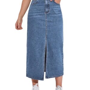 Shasmi Women's Spring/Summer Casual Front Split Thigh Straight Denim Skirt ll Denim Skirt for Women Long ll Skirt & top for Women ll Skirts for Women Long Length (Skirt 159)