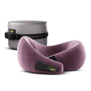 Frido Travel Neck Pillow | Premium Memory Foam Neck Pillow for Flight Travel, Car Sleeping | Adjustable Head Rest, Neck Rest Travelling Pillow for Sleeping Head Support | Pink Colour, Pack of 1