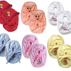KIDSKA Hosiery Cotton Booties/Socks Set for Inflant/Knotted Hosiery Cotton Booty Set for Newborn(0-6 Month)-Set of 6 Pair