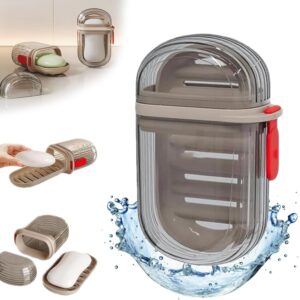 JIALTO Portable Soap Holder - Compact and Durable Plastic Soap Dish for Home, Outdoor Hiking, and Camping - Travel Soap Box Case Ideal for Accessories (Browns)