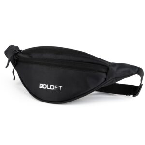 Boldfit Running Waist Bag for Men & Women Fanny Bag, Chest Bag Slim Fanny Pack Lightweight Running Belt Waist Pouch for Boys & Girls-Black