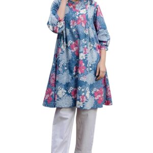 Janasya Women's Pure Cotton Floral Printed A-line Tunic