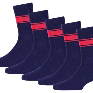 RC. ROYAL CLASS KV(kendriya vidyalaya) School Cotton Socks For Boys & Girls(Pack of 5 Pairs)(Navy Blue with Red stripes)
