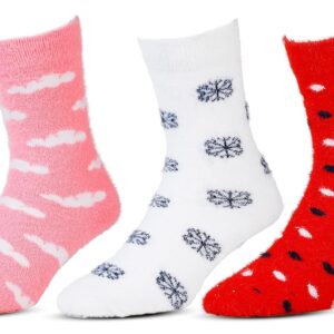 RC. ROYAL CLASS Kids Calf Length Soft Woolen Fluffy Warm Winter Multicolored Girls Socks (Pack of 3 Pairs)