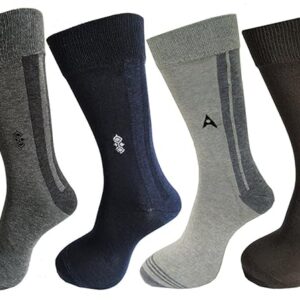 RC. ROYAL CLASS Men's Calf Length Cotton Formal Multicolored Socks (Pack of 10 Pairs)