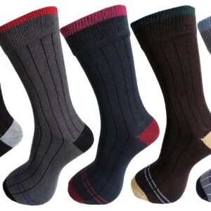 RC. ROYAL CLASS Men's Cotton Calf Length Ribbed Formal Socks (Multicolour, Free Size)(Pack of 5)
