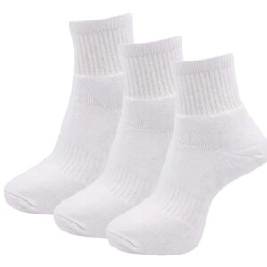RC. ROYAL CLASS Men's Ankle Length Cotton Terry Cushion White Socks (Pack of 3 Pairs)