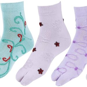 RC. ROYAL CLASS Women's Ankle Self Design Cotton Multicolored Thumb Socks (Pack of 5 Pairs)