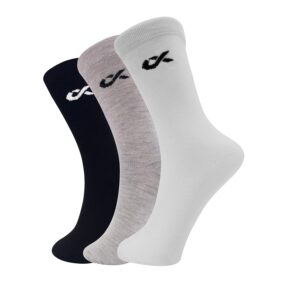 XJARVIS® Men's Premium Formal Crew Socks – Combed Cotton, Breathable & Odour-Free – Solid Calf-Length – Free Size – Multiple Pack Options – Black, White, Grey