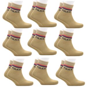 VDangi: Police Socks For Men Women Cotton Khaki Ankle Length Formal Officer Organic Casual Pack Of 9 Pair Free Size