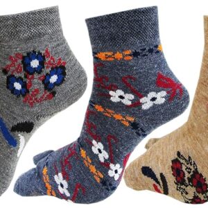 RC. ROYAL CLASS Women Ankle Length Floral Print Thumb Woolen Socks(Pack of 5 Pairs)(Multicolored_Free size)