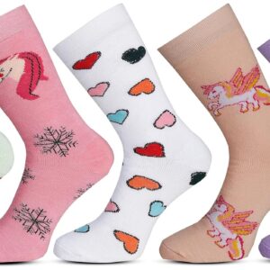 RC. ROYAL CLASS Girls Calf Length Woolen Blend Terry Towel Multicolored Socks (Pack of 5 Pairs)