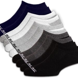 RC. ROYAL CLASS Men No Show Ankle Socks for Men, Cushioned Towel Low Cut Casual & Sports Cotton Unisex Socks, Pack of 5 Pairs, Short Non/Anti-Slip Invisible Socks with Mesh Ventilation, Free Size