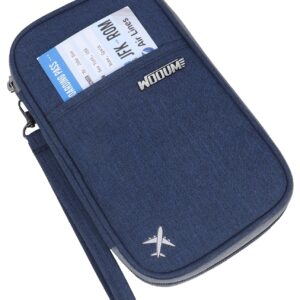 Wooum Passport Bag for Women Men Passport Wallet with Boarding Pass Bag Travel Document Passport Organizer with Credit Card Holder Travel Accessory Bag Navy Blue