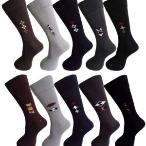 RC. ROYAL CLASS Men's Calf Length Cotton Formal Multicolored Socks(Pack of 10 Pairs)