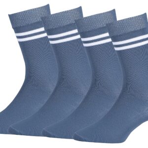 RC. ROYAL CLASS Boys & Girls Grey Colour With White Strips Organic Cotton Calf Length School Socks (Pack of 4 Pairs)