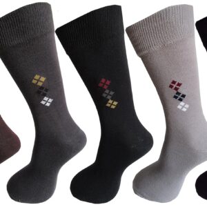 RC. ROYAL CLASS Men's Calf Length Cotton Formal Socks (Multicolour, Free Size) - Pack of 5 Pairs