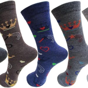 RC. ROYAL CLASS Kids Calf Length Woolen Blend Multicolored Socks (Pack of 5)(1-8 Years) (12-13 Years)