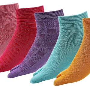 RC. ROYAL CLASS Women's Ankle Length Self Design Pure Cotton Multicolored Socks(Pack of 5 Pairs)
