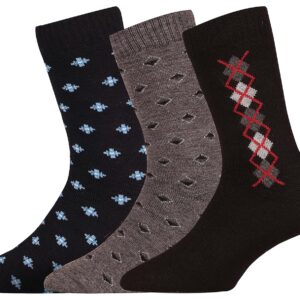RC. ROYAL CLASS Men's Woolen Calf Length Thick Towel Multicolored Thermal Socks(Pack of 3 Pairs)(Warm Winter wear socks)