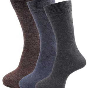 RC. ROYAL CLASS Men's Calf Length Double Knit Warm Woolen Multicolored Socks, Combo Pack of 3