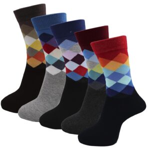 RC. ROYAL CLASS Men's Calf Length Pure Cotton Multicolored Socks (Pack of 5 Pairs)
