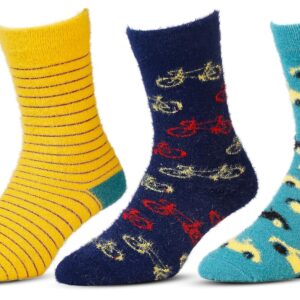 RC. ROYAL CLASS Kids Calf Length Soft Woolen Fluffy Warm Winter Multicolored Socks (Pack of 3 Pairs)