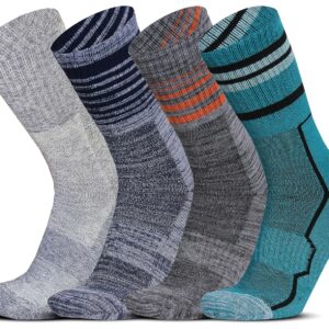 RC. ROYAL CLASS Thick Heavy Duty Thermal Socks For Men Cushioned Towel Warm Winter Woolen Socks, Calf Length Hi-Performance Sports Socks, Pack of 4 Pairs, Free Size, Multicolor